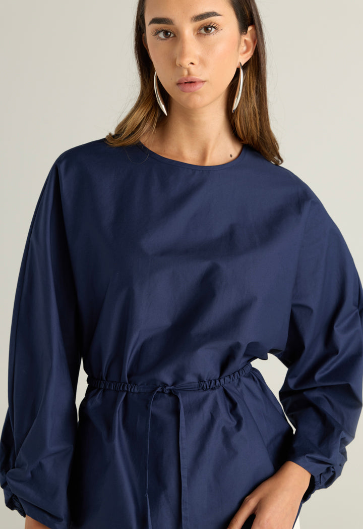 Solid Blouse With Waist Tie