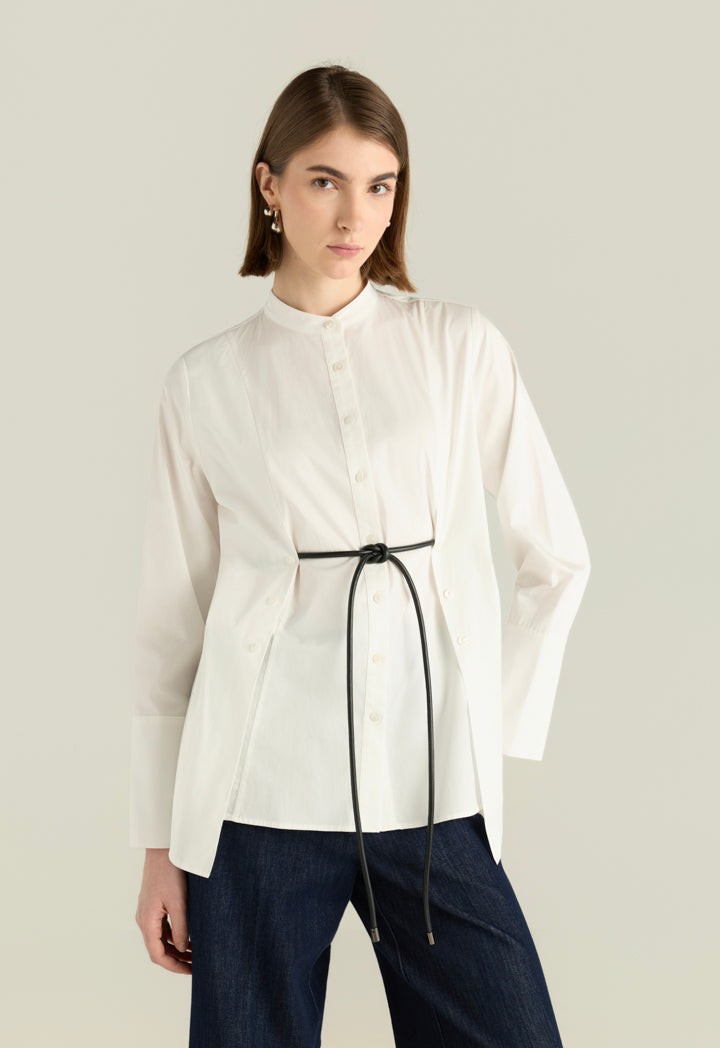 Buttoned Shirt With Leather Tie