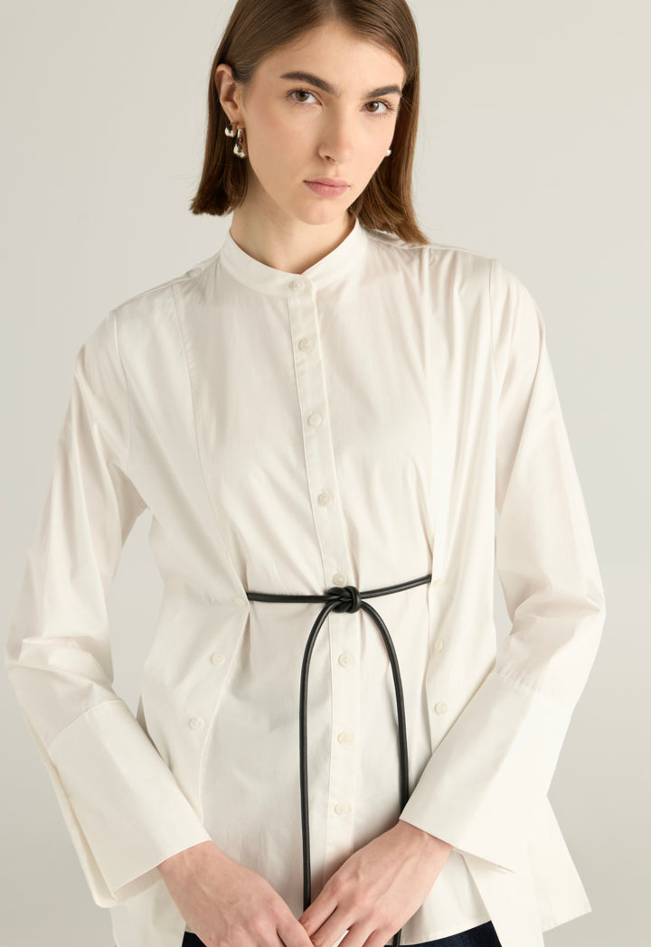 Buttoned Shirt With Leather Tie