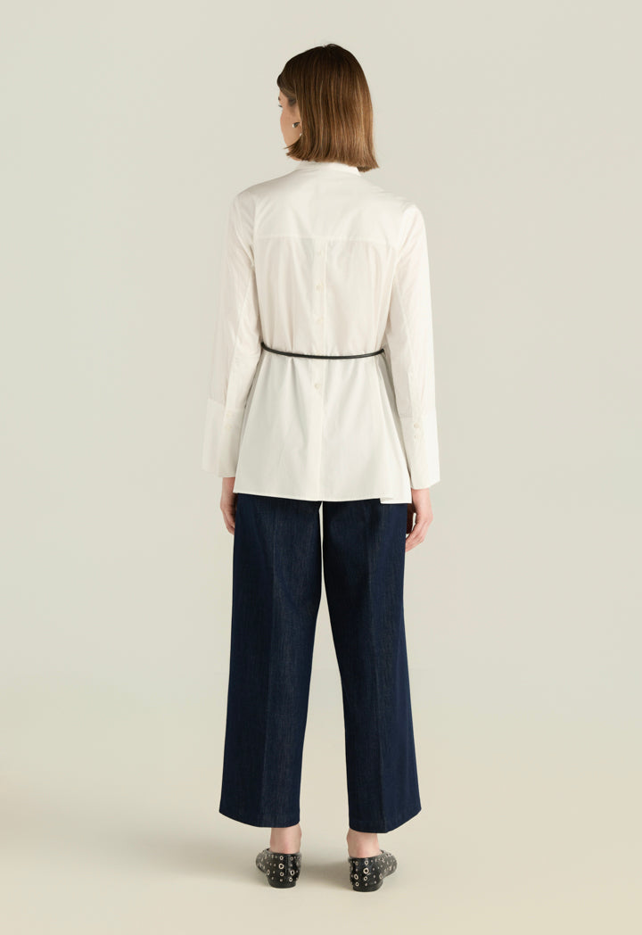 Buttoned Shirt With Leather Tie