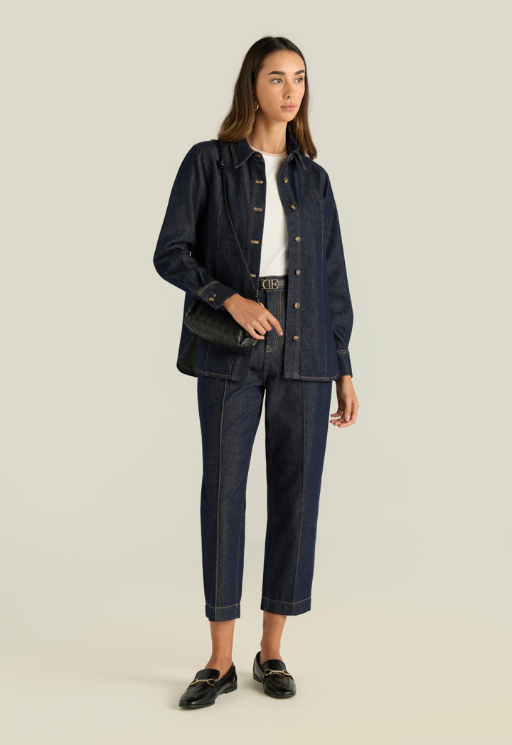 Denim Shirt With Round Hem