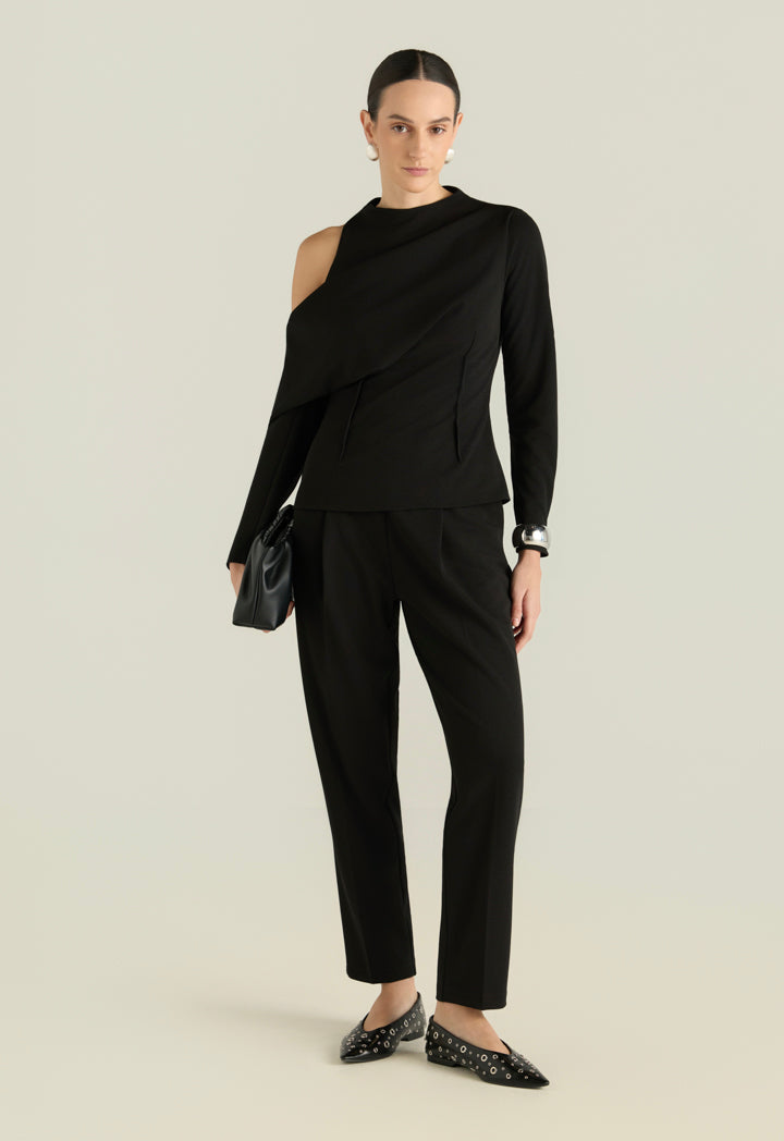 Cut-Out Shoulder Draped Blouse