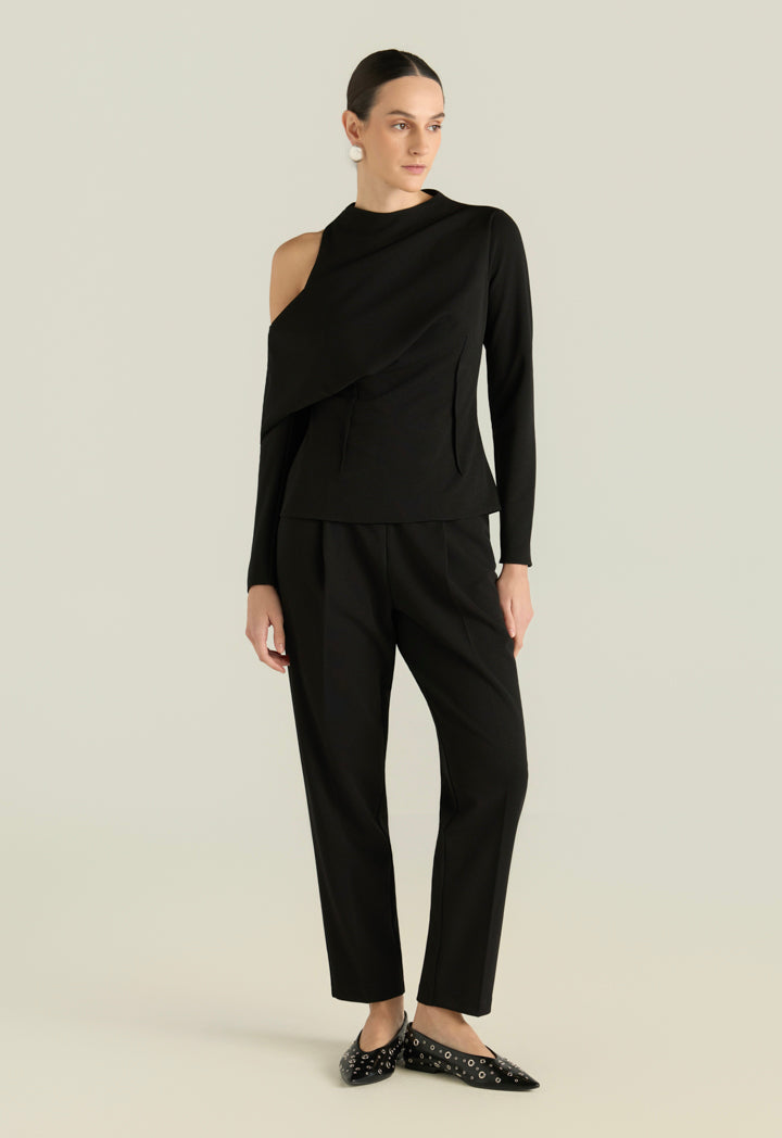 Cut-Out Shoulder Draped Blouse