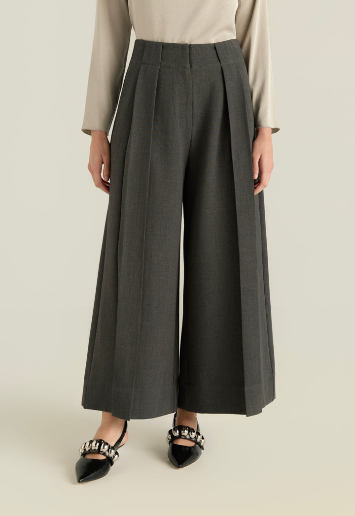 Palazzo Trousers With Wide Pleats