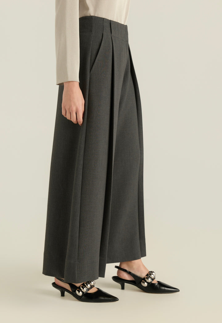 Palazzo Trousers With Wide Pleats