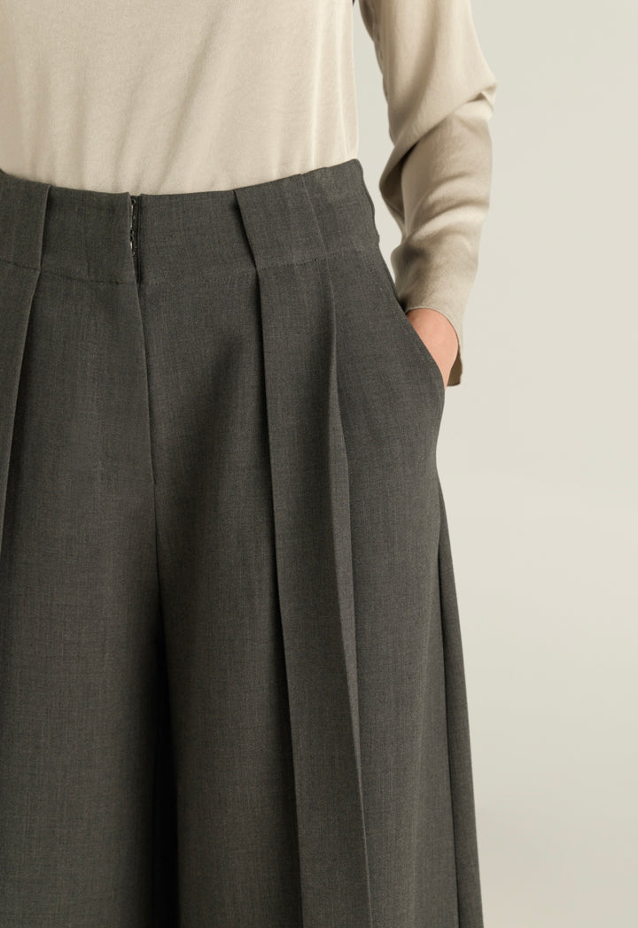 Palazzo Trousers With Wide Pleats