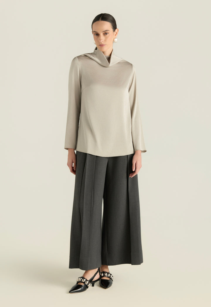 Blouse With Draped Neck